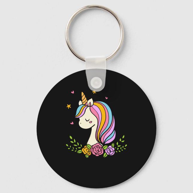 Unicorn Cute Whimsical Girly D Name  Nyckelring (Framsida)