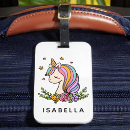Unicorn Cute Whimsical Girly Personlig Namn Bagagebricka