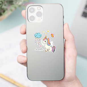 Unicorn Cute Whimsical Girly Personlig Namn Klistermärken