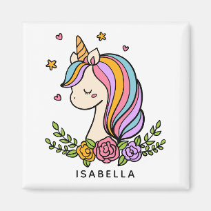 Unicorn Cute Whimsical Girly Personlig Namn Magnet