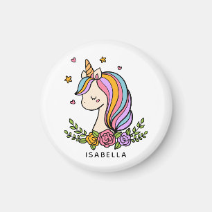 Unicorn Cute Whimsical Girly Personlig Namn Magnet