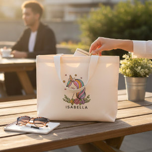 Unicorn Cute Whimsical Girly Personlig Namn Mini Tygkasse
