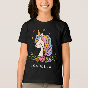 Unicorn Cute Whimsical Girly Personlig Namn T Shirt