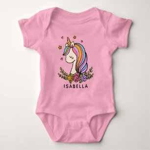 Unicorn Cute Whimsical Girly Personlig Namn T Shirt