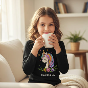 Unicorn Cute Whimsical Girly Personlig Namn T Shirt