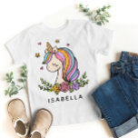Unicorn Cute Whimsical Girly Personlig Namn T Shirt<br><div class="desc">Unicorn Cute Whimsical Girly Rosa Blommigt Personlig Namn Girls T-shirts har en söt Unicorn med stjärnor,  hjärtan och blommor. Perfekter för flickor för födelsedag,  jul,  helgdagar med mera. Designad av ©Evco Studio www.zazzle.com/store/evcostudio</div>