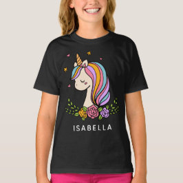 Unicorn Cute Whimsical Girly Personlig Namn T Shirt