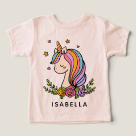 Unicorn Cute Whimsical Girly Personlig Namn T Shirt