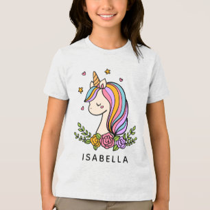 Unicorn Cute Whimsical Girly Personlig Namn T Shirt