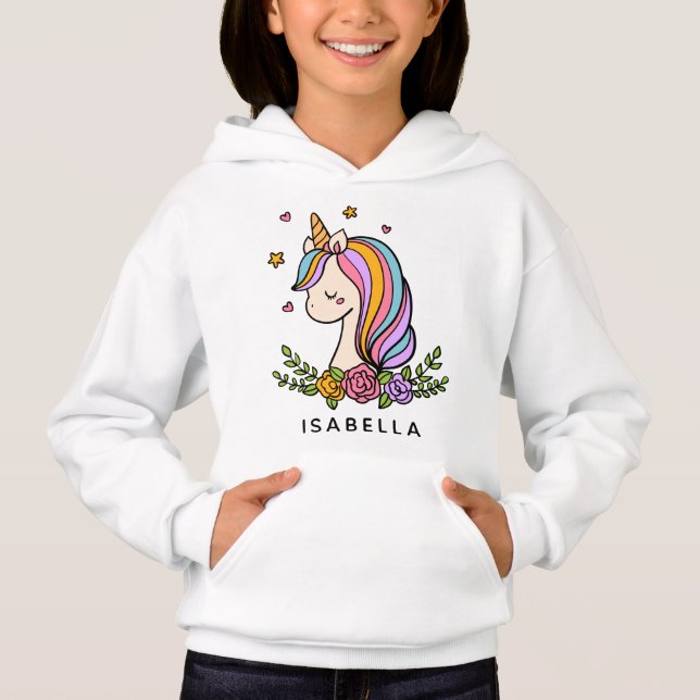 Unicorn Cute Whimsical Girly Personlig Namn T Shirt (Framsida)