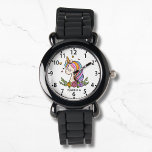 Unicorn Cute Whimsical Girly Rosa Blommigt Girl Armbandsur<br><div class="desc">Unicorn Cute Whimsical Girly Rosa Blommigt Personlig Namn Girl Girl har en söt unicorn med stjärnor,  hjärtan och blommor. Personlig med ditt namn. Perfekter för flickor för födelsedag,  jul,  helgdagar med mera. Designad av ©Evco Studio www.zazzle.com/store/evcostudio</div>