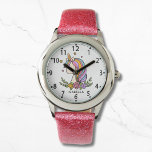 Unicorn Cute Whimsical Girly Rosa Blommigt Girl Armbandsur<br><div class="desc">Unicorn Cute Whimsical Girly Rosa Blommigt Personlig Namn Girl Girl har en söt unicorn med stjärnor,  hjärtan och blommor. Personlig med ditt namn. Perfekter för flickor för födelsedag,  jul,  helgdagar med mera. Designad av ©Evco Studio www.zazzle.com/store/evcostudio</div>