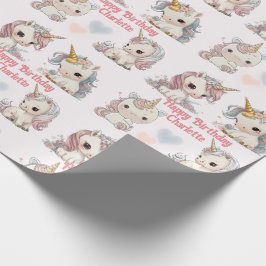 Unicorn Cuteness Overload Add Girl's Namn Birthday Presentpapper