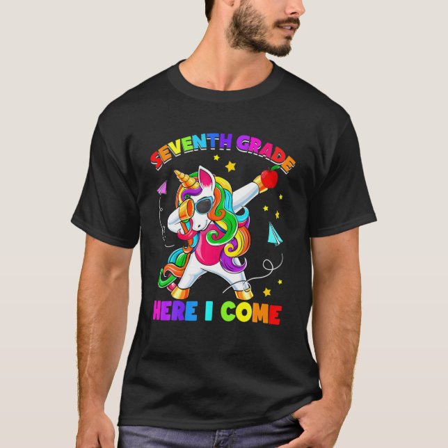 Unicorn Dab back to school, sjunde Klass, Klass T Shirt (Framsida)