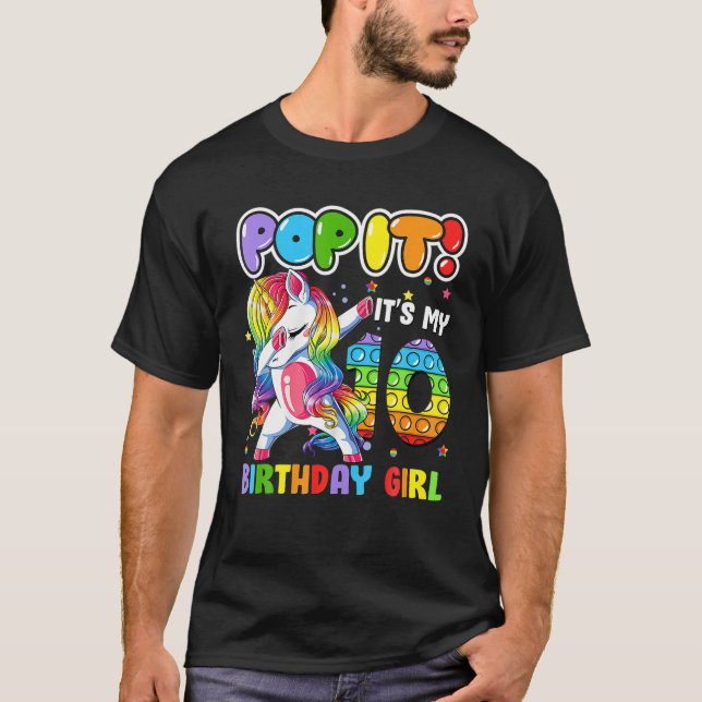 Unicorn Dabbing 10 Years 10th Birthday Pop T Shirt (Framsida)