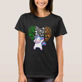 Unicorn Dabbing kärlek valentine Irish Flagga T Shirt