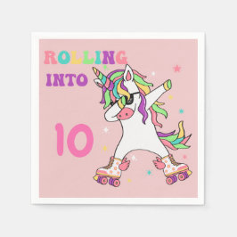 Unicorn Dabbing Roller Skating Birthday Pappersservett