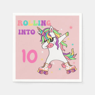 Unicorn Dabbing Roller Skating Birthday Pappersservett