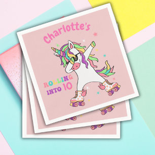 Unicorn Dabbing Roller Skating Birthday Pappersservett