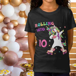 Unicorn Dabbing Roller Skating Birthday T Shirt
