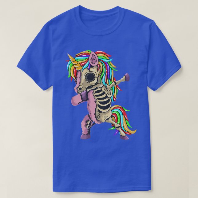 Unicorn Dabbing Skeleton Costume Funny Halloween S T Shirt (Design framsida)