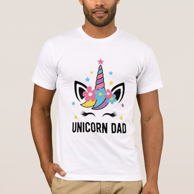 Unicorn Dad Birthday Party Bella+Canvas T-Shirt (Framsida)