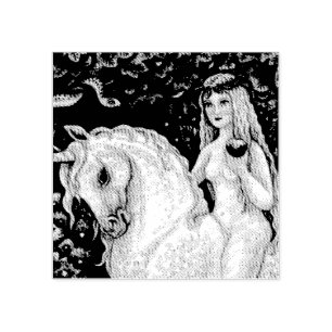 UNICORN, DAM GODIVA, GARDEN EDEN GUBBER FRIMÄRKE STÄMPEL