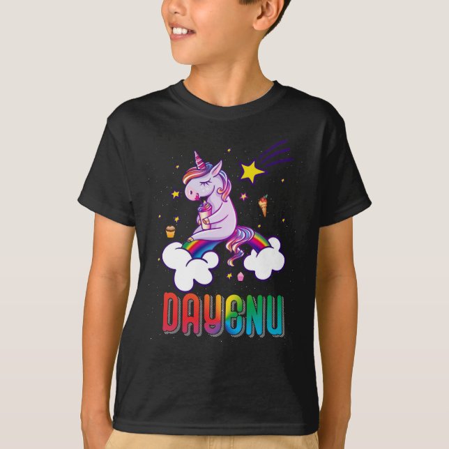 Unicorn Dayenu Passover Sång Pesach Seder Middag T Shirt (Framsida)