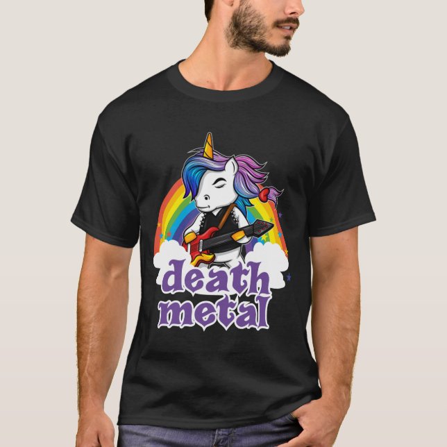 Unicorn Death Metall Cute T Shirt (Framsida)