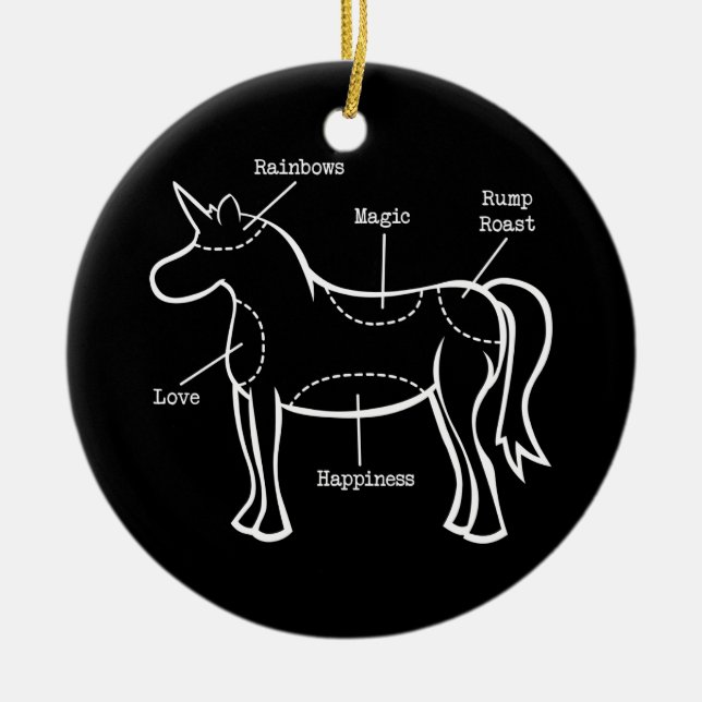 Unicorn-delar Julgransprydnad Keramik (Framsidan)