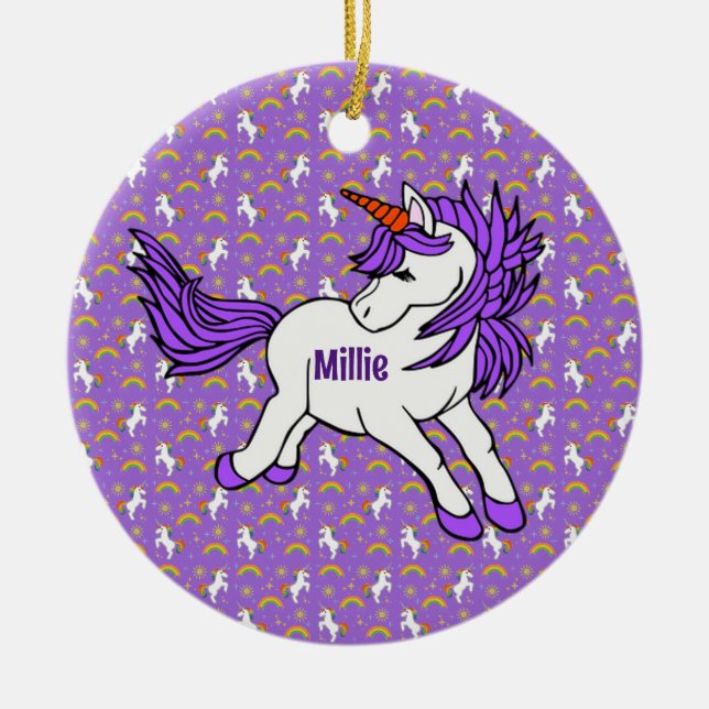 Unicorn Design Ceramic Ornament (Framsidan)