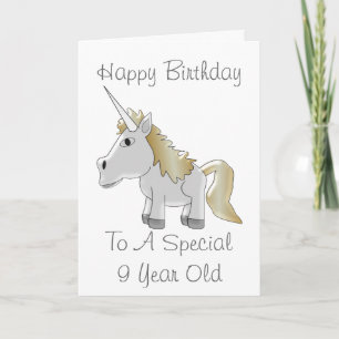 Unicorn Design Personlig 9:e födelsedagen Kort