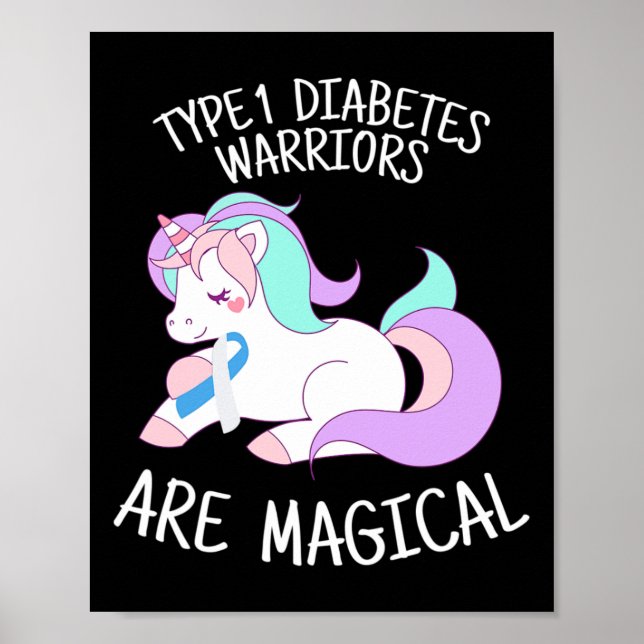 Unicorn Diabetes Warrior Gift  Poster (Framsidan)