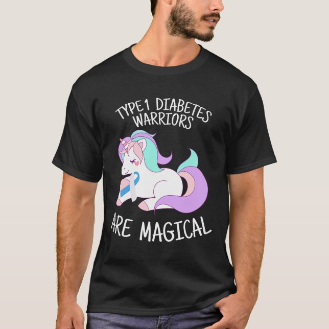 Unicorn Diabetes Warrior Gift  T Shirt (Framsida)