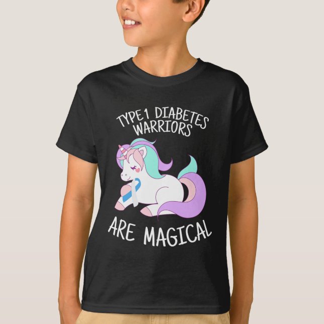 Unicorn Diabetes Warrior Gift T Shirt (Framsida)
