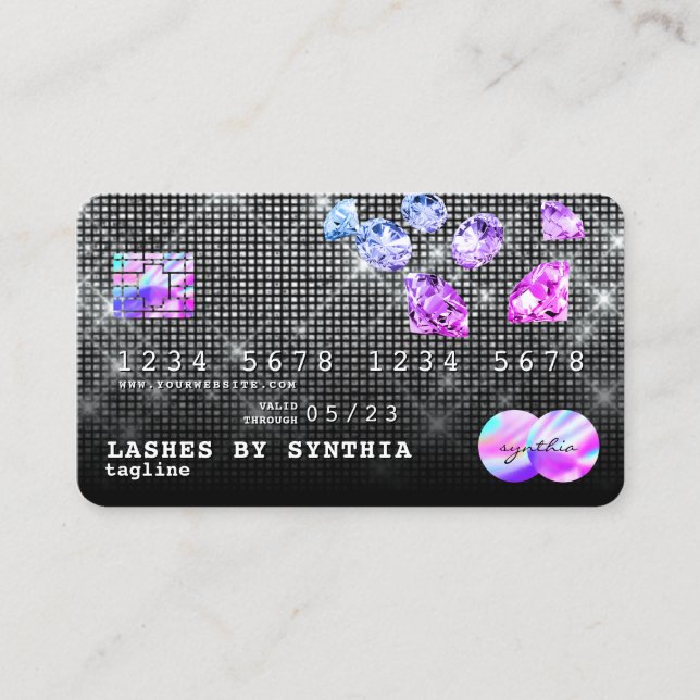 Unicorn Diamonds Glitter Kredit Card Stil modern Visitkort (Framsida)