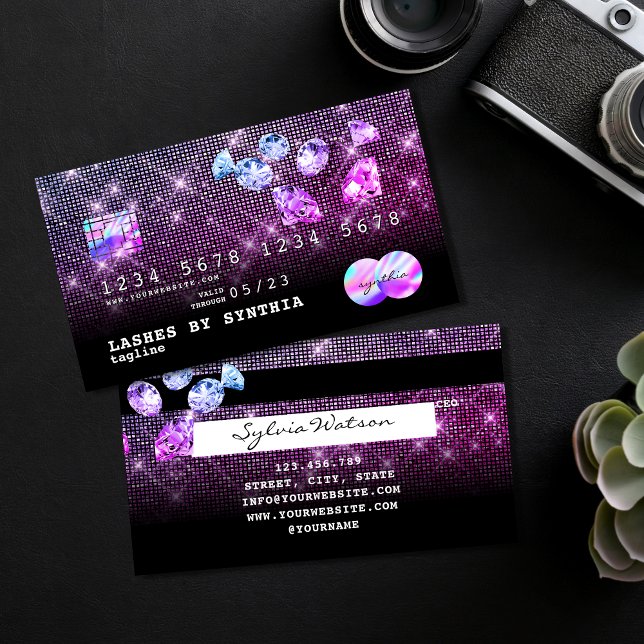 Unicorn Diamonds Glitter Kredit Card Stil modern Visitkort (Skapare uppladdad)
