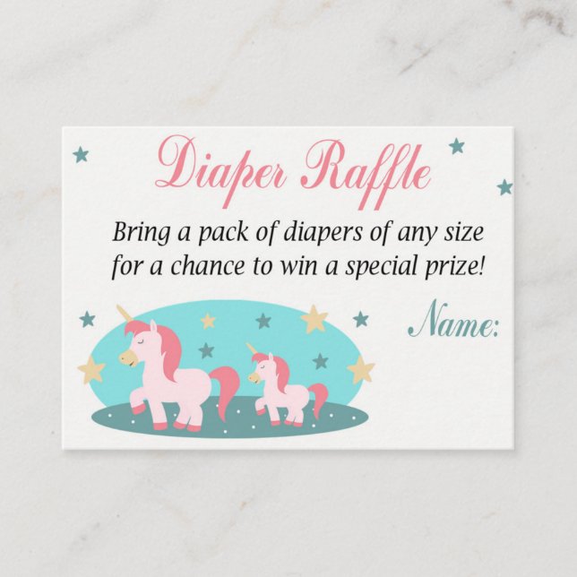 Unicorn Diaper Raffle Biljett (Framsida)