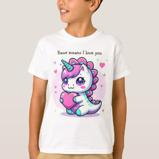 Unicorn Dino SHirt! Rawr elak I Kärlek du T Shirt