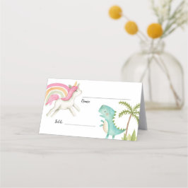 Unicorn Dinosaur Party Bord Namn-kort Placeringskort