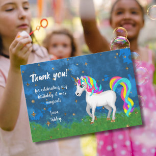 Unicorn djärv Ljusa färger Tack-födelsedag Tack Kort