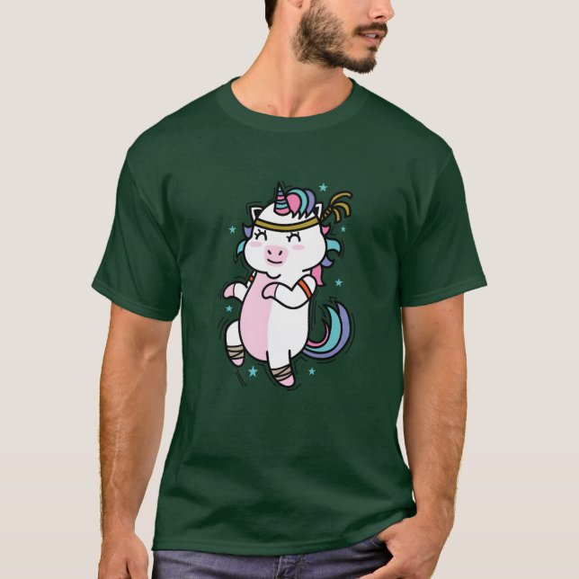 Unicorn doing Endurance Sports Fitnessraining frie T Shirt (Framsida)