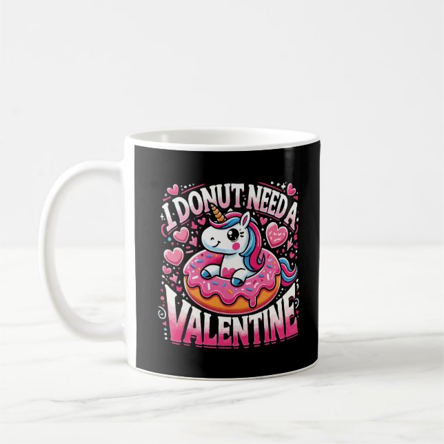Unicorn Donut behöver Valentine Funny Anti-Valenti Kaffemugg (Vänster)