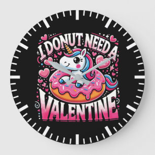 Unicorn Donut behöver Valentine Funny Anti-Valenti Stor Klocka