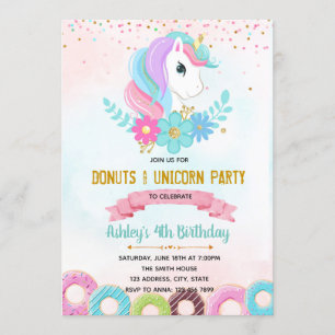 Unicorn Donut har en festinbjudan Inbjudningar