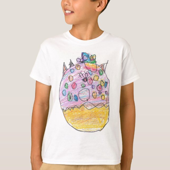 Unicorn Donut med Sprinkles Kid Artist Teckning T Shirt (Framsida)