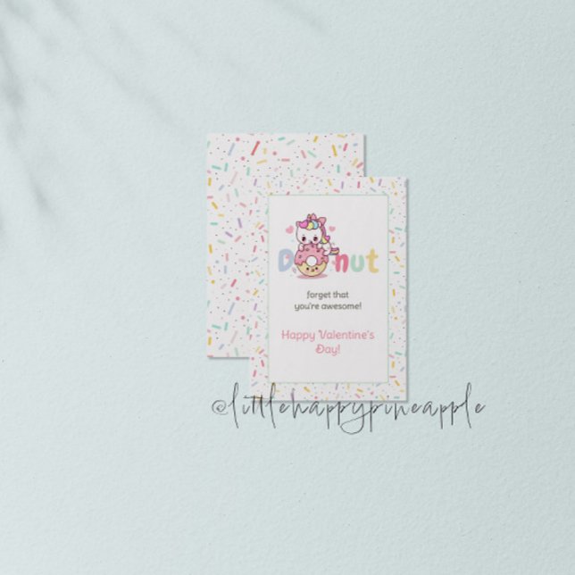 Unicorn Donut Valentine Day Card Inbjudningar (Skapare uppladdad)