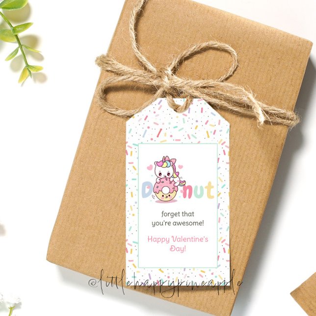 Unicorn Donut Valentine Day Märkre Presentetikett (Skapare uppladdad)