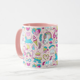 Unicorn Doodle Mönster Mugg
