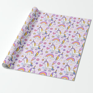 Unicorn Doodle Mönster Presentpapper